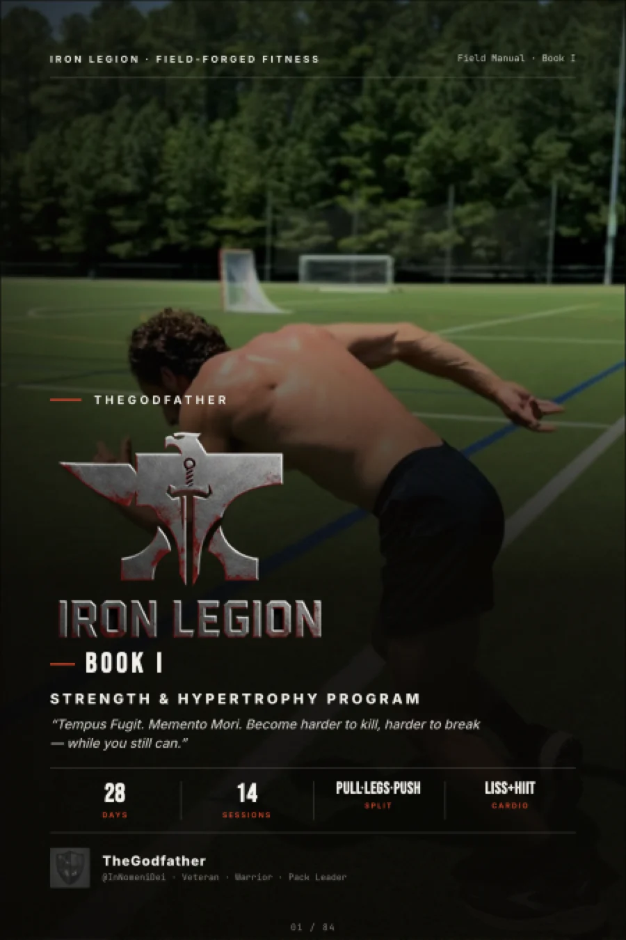 Iron Legion I field manual cover, 28-day strength and hypertrophy program by Michael Joseph a.k.a. The Godfather